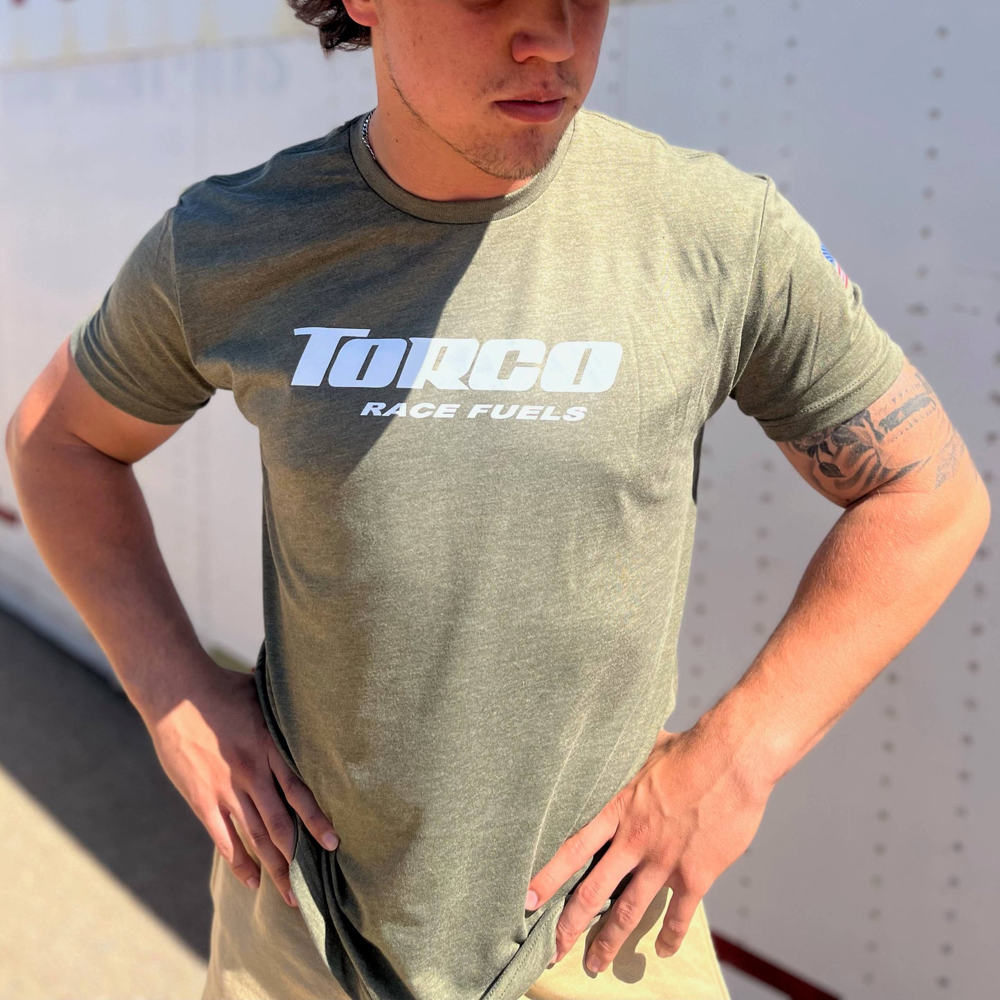 Torco Race Fuels T-shirt with USA Flag on the sleeve
