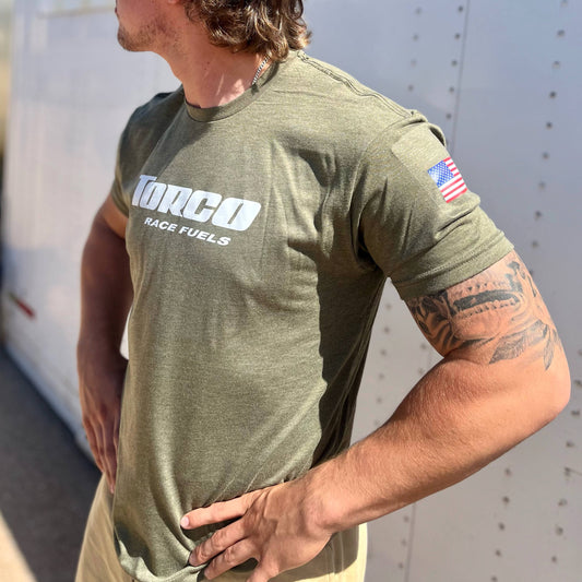 Torco Race Fuels T-shirt with USA Flag on the sleeve